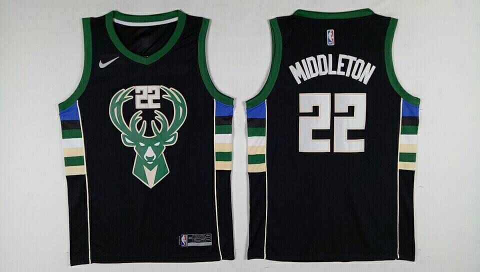 Men Milwaukee Bucks #22 Middleton Black Nike NBA Jerseys->philadelphia 76ers->NBA Jersey